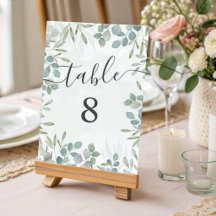 Eucalyptus Sage Green Wedding Table Number