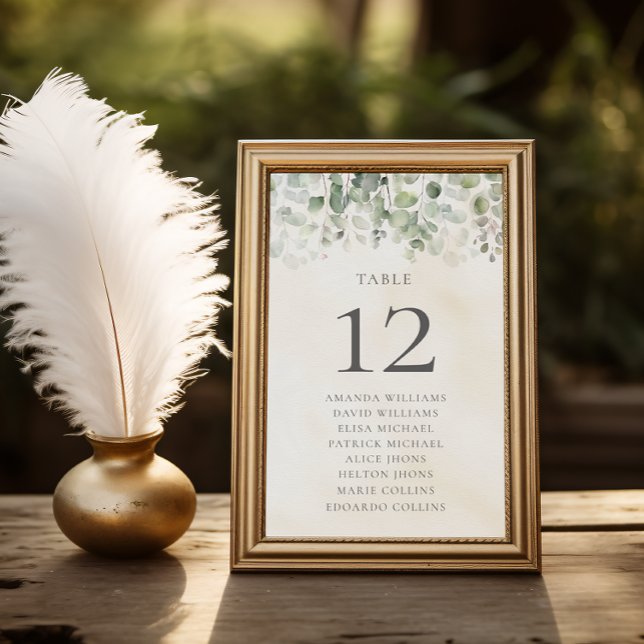 Eucalyptus Sage Green Wedding Table Number (Creator Uploaded)