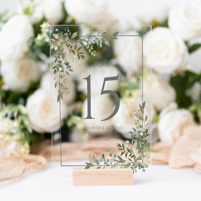 Eucalyptus Sage Green Wedding Table Number Acrylic Sign (Wedding Table Number!
)