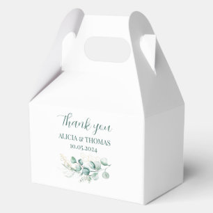 Eucalyptus Sage Green White Botanical Wedding  Favour Box