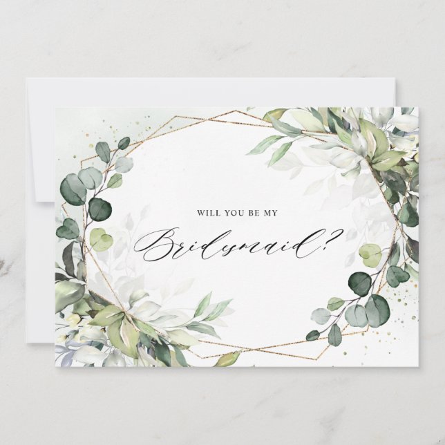 Eucalyptus Sage Greenery Bridesmaid Proposal Invitation (Front)