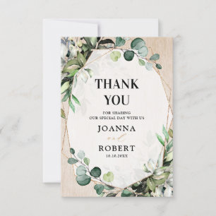 Eucalyptus Sage Greenery Modern Geometric Wedding  Thank You Card