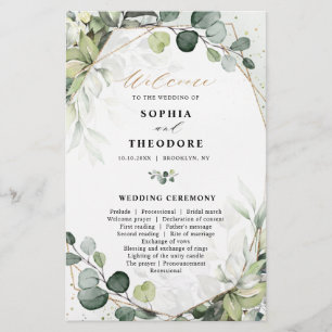 Eucalyptus Sage Greenery Modern Wedding Program