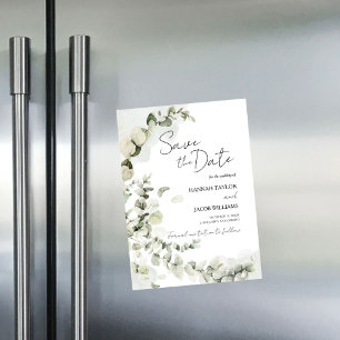 Eucalyptus Sage Greenery Wedding Save the Date Magnetic Invitation