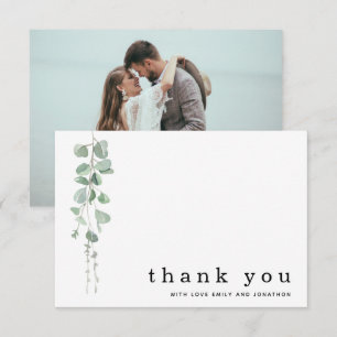 Eucalyptus Sage Photo Names Wedding Thank You Card