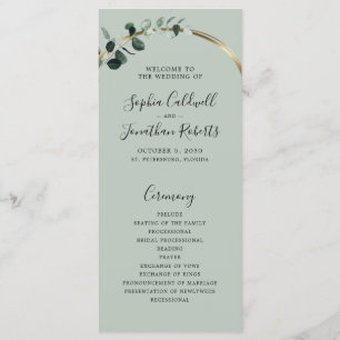 Eucalyptus Sage Romantic Calligraphy Wedding Program