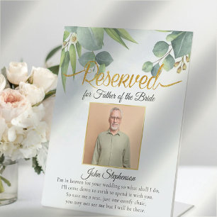 Eucalyptus Save A Seat Photo Wedding Memorial Pedestal Sign