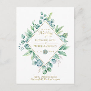 Eucalyptus Save Date, Wedding Invite RSVP Postcard