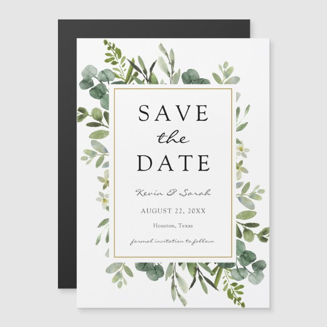 Eucalyptus Save the Date Magnetic Invitation (Front/Back)