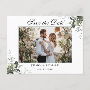 Eucalyptus Save the Date PHOTO Invitation Postcard