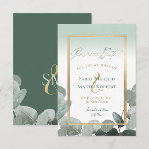 Eucalyptus Save The Date sage green wedding