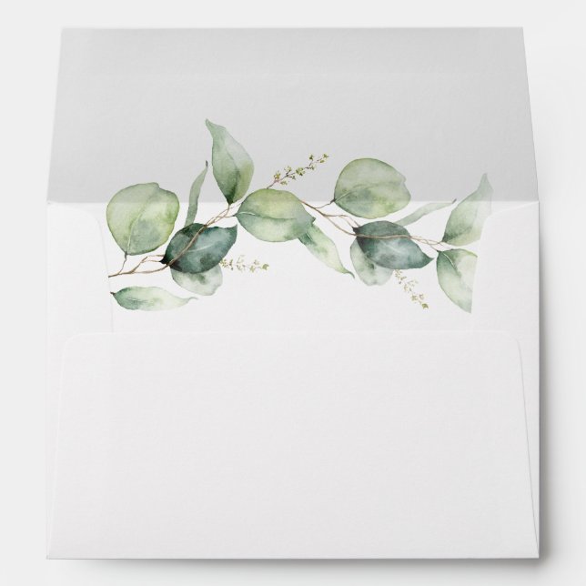 Eucalyptus Script Botanical Return Address Envelope (Back (Bottom))