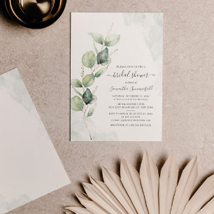 Eucalyptus Script Greenery Bridal Shower Invitation