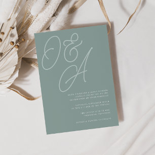 Eucalyptus Script Watermark Monogram Wedding Invitation