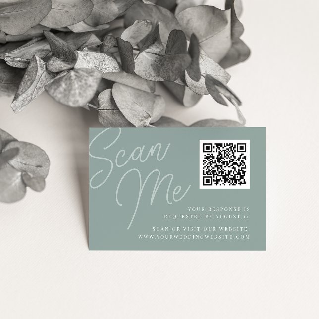 Eucalyptus | Script Watermark QR Code RSVP Enclosure Card (Creator Uploaded)