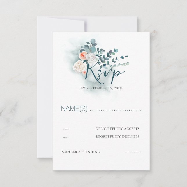 Eucalyptus Script Wedding RSVP Card (Front)