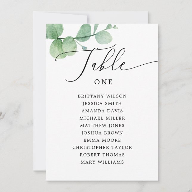 Eucalyptus Seating Chart Sign | Outdoor Wedding Invitation (Front)