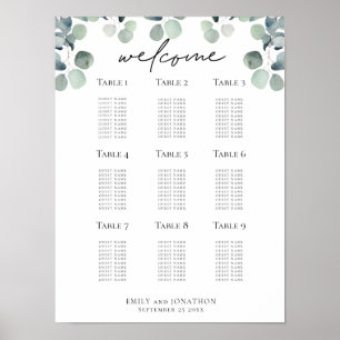Eucalyptus Seating Plan Wedding Welcome Chart