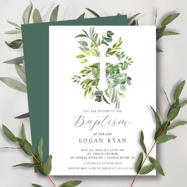 Eucalyptus Serenity Baptism Invitation (Creator Uploaded)