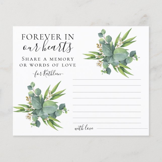 Eucalyptus Share a Memory Funeral Attendance Card (Front)