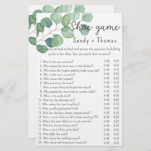 Eucalyptus - Shoe game bridal shower game