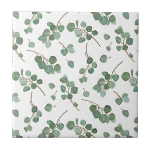 Eucalyptus Silver Dollar Tree Foliage Pattern Ceramic Tile