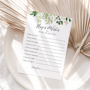 Eucalyptus Simple Baby Shower Hopes & Wishes Card