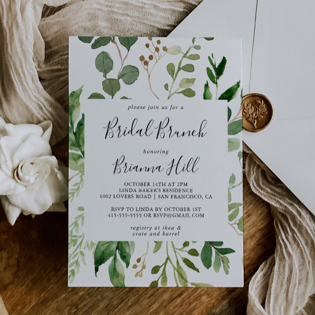 Eucalyptus Simple Bridal Brunch Bridal Shower Invitation (Creator Uploaded)