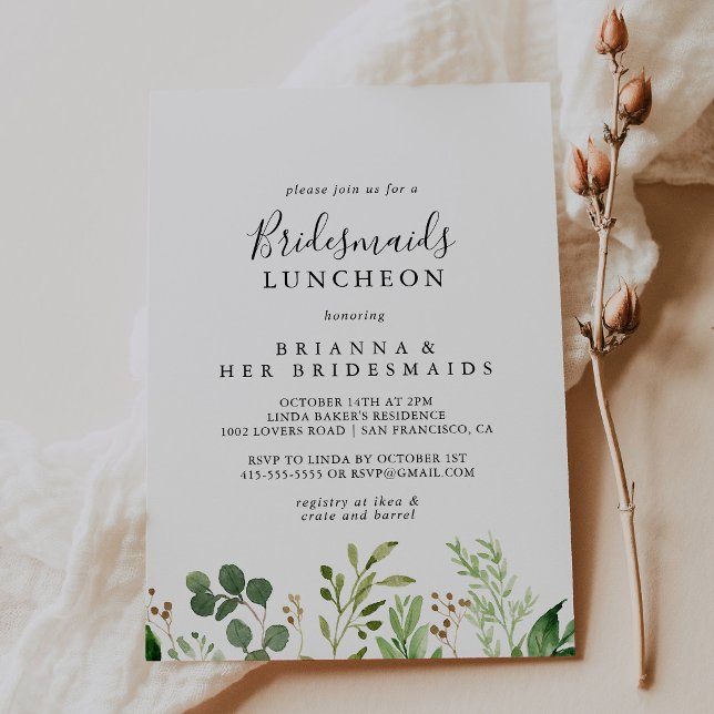 Eucalyptus Simple Bridesmaids Luncheon Shower Invitation (Creator Uploaded)
