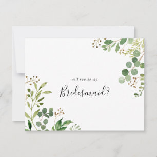 Eucalyptus Simple Brown Floral Bridesmaid Proposal Card