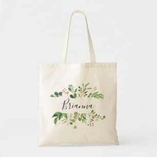 Eucalyptus Simple Brown Floral Bridesmaid Tote Bag