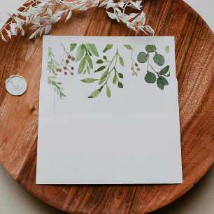 Eucalyptus Simple Brown Floral Wedding Invitation Envelope