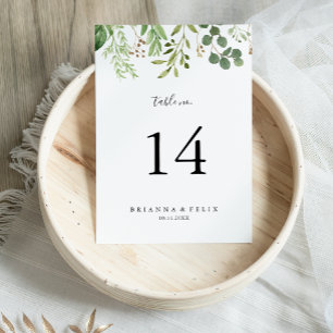 Eucalyptus Simple Brown Floral Wedding Table Number