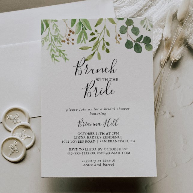 Eucalyptus Simple Brunch with the Bride Shower Invitation (Creator Uploaded)