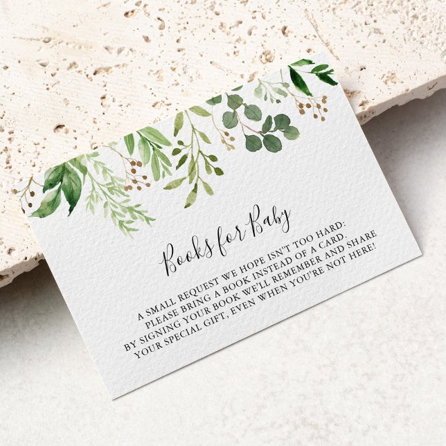 Eucalyptus Simple Floral Baby Shower Book Request Enclosure Card (Creator Uploaded)