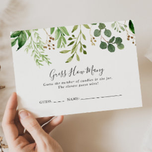 Eucalyptus Simple Floral Guess How Many Game Card