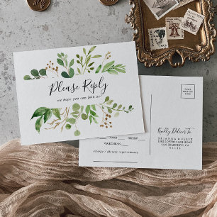 Eucalyptus Simple Floral Menu Choice RSVP Postcard