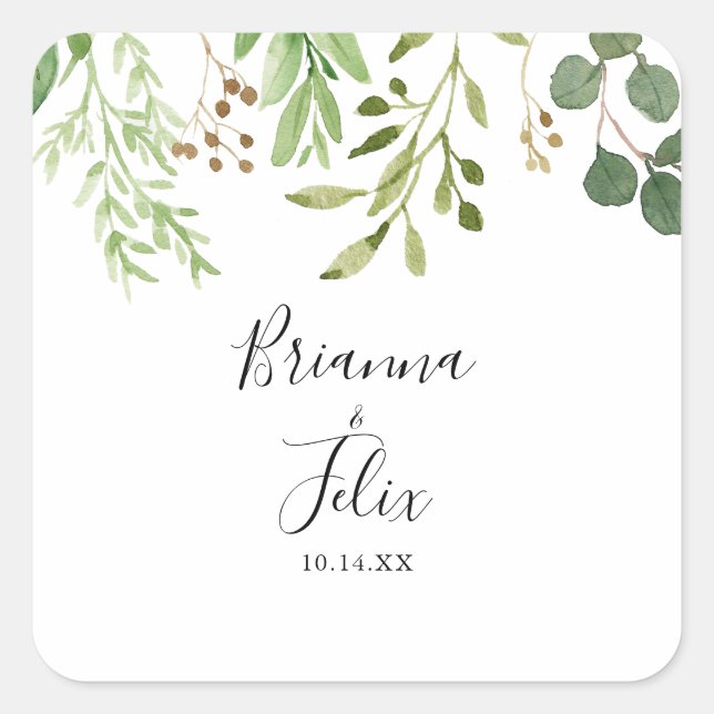 Eucalyptus Simple Floral Wedding Envelope Seals (Front)