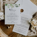 Eucalyptus Simple Floral Wedding Welcome Letter<br><div class="desc">This eucalyptus simple floral wedding welcome letter is perfect for a greenery wedding. The design features artistically hand-painted beautiful eucalyptus green leaves arranged into geometric shapes, inspiring natural beauty. Personalise the front with a welcome message for your guests and your names. Personalise the back with the schedule of events and...</div>