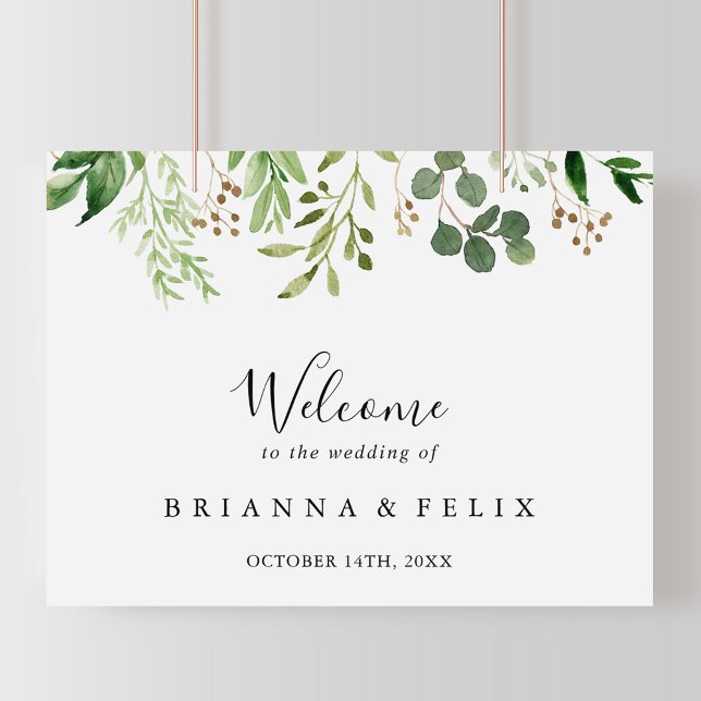 Eucalyptus Simple Floral Wedding Welcome Sign (Creator Uploaded)