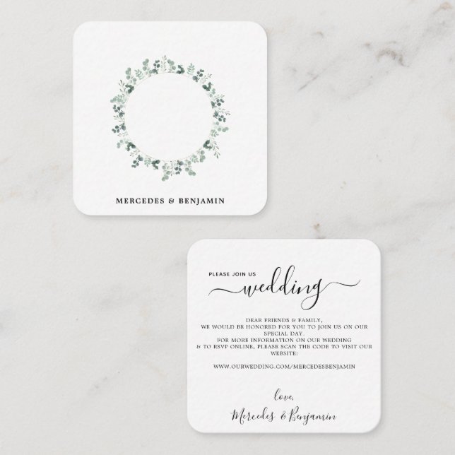 Eucalyptus Simple QR Code Wedding Invitation (Front/Back)