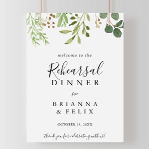 Eucalyptus Simple Rehearsal Dinner Welcome Sign