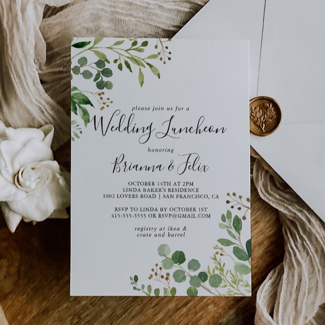 Eucalyptus Simple Wedding Luncheon Bridal Shower Invitation (Creator Uploaded)