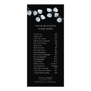 Eucalyptus Simplicity   Black Price List Service Rack Card