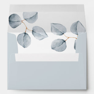 Eucalyptus Simplicity   Soft Blue Grey Wedding Envelope