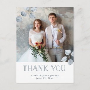 Eucalyptus Simplicity   Wedding Photo Thank You Announcement Postcard