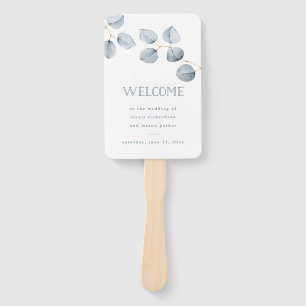 Eucalyptus Simplicity Wedding Welcome Hand Fan