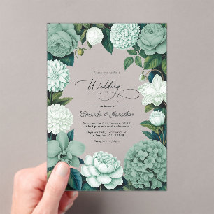 Eucalyptus Soft, Mint Frost & Snowdrop Wedding Acrylic Invitations