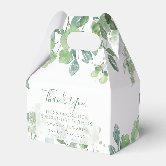 Eucalyptus Sophisticated Wedding Wedding Favour Bo Box (Front Side)