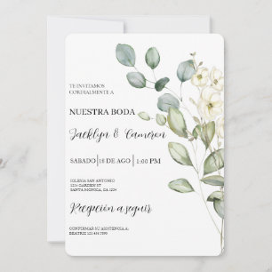 Eucalyptus Spanish Wedding Invitation